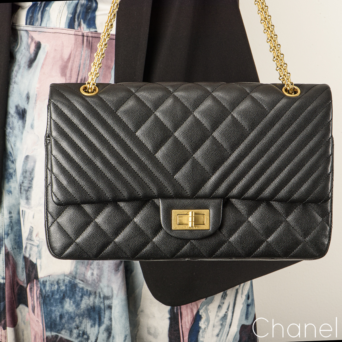 CHANEL 2.55 Reissue Maxi Double Flap Bag Black - MyLovelyBoutique